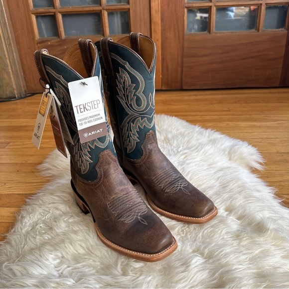 ariat futurity cashout brown teal blur western cowboy boots mens us 9 - Picture 2 of 6